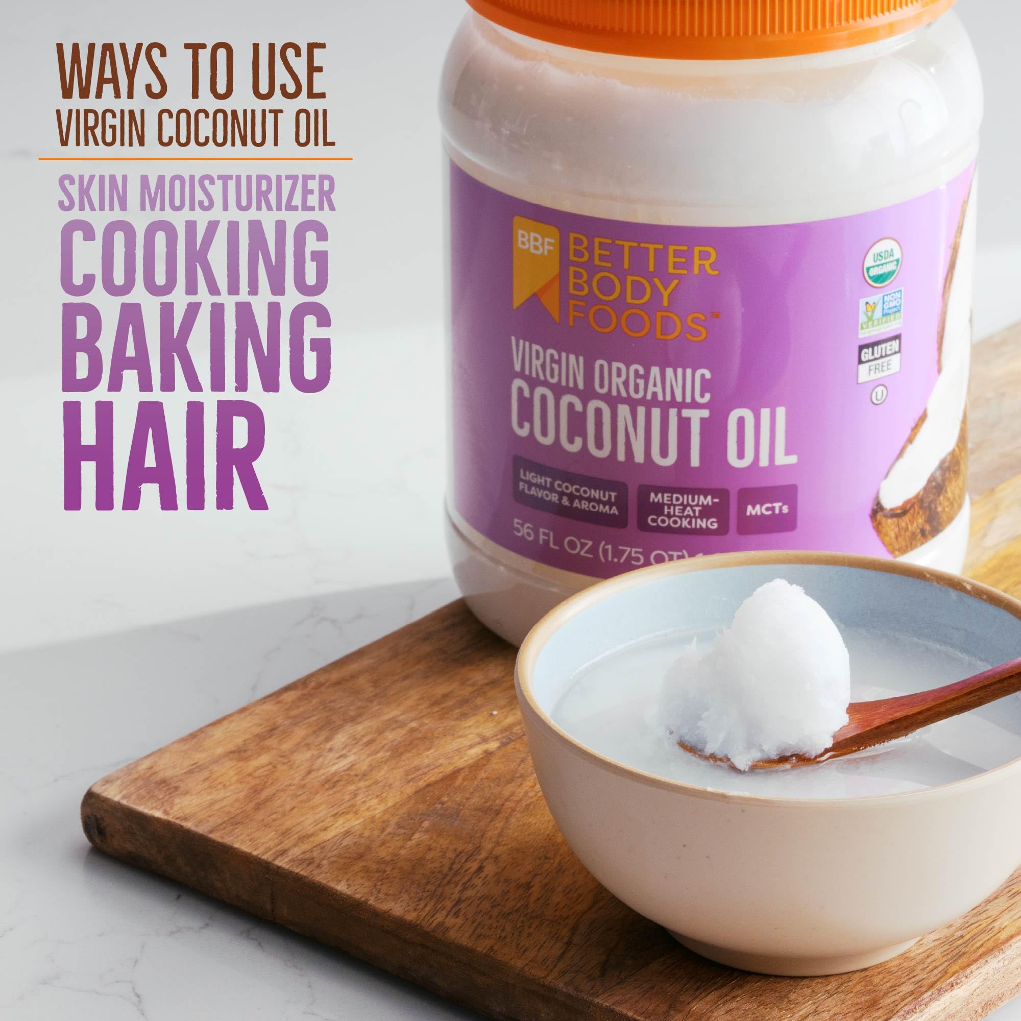 BetterBody Foods scoop of coconut oil for accurate cooking measurements