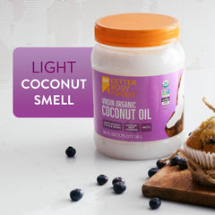 BetterBody Foods pouring melted coconut oil into pan for smooth cooking