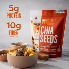 BetterBody Foods close-up of chia seeds texture and clean quality