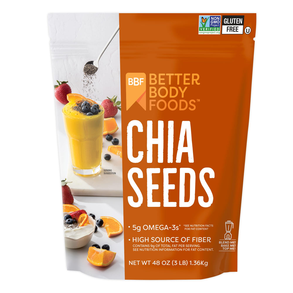 BetterBody Foods front package showing 3 lb bag and label benefit