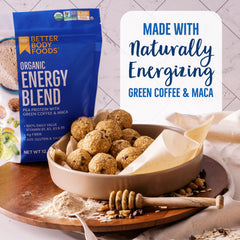 BetterBody Foods label close up listing organic ingredients and nutrition benefits