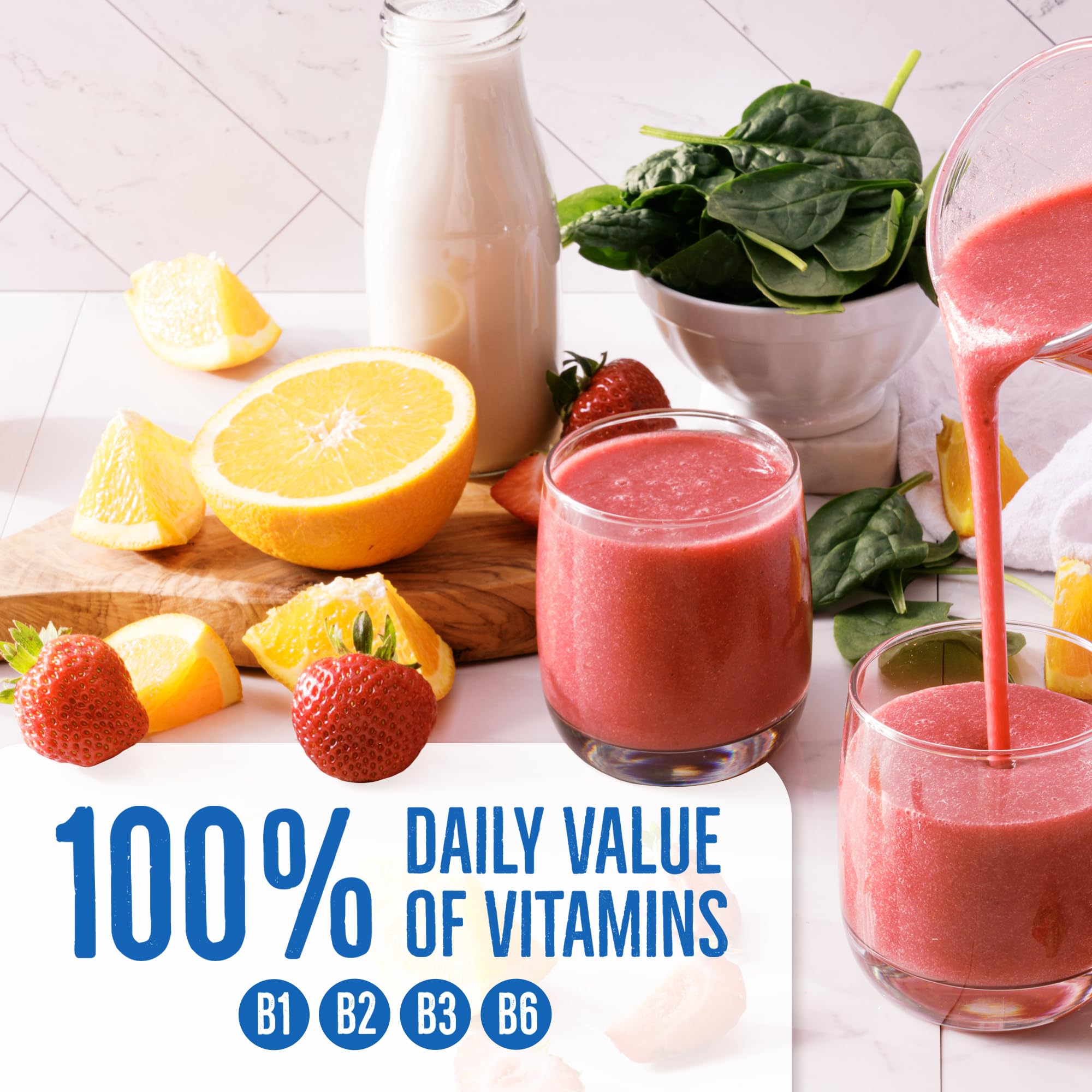 BetterBody Foods blended smoothie in bottle conveying portable energy benefit