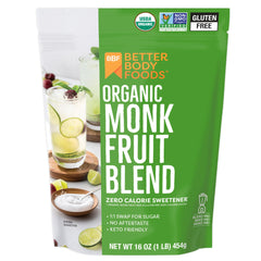 BetterBody Foods front packaging showing organic monk fruit allulose benefits