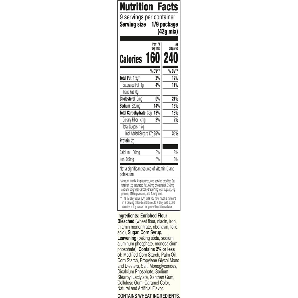 Betty Crocker box side label with ingredient and baking information advantage