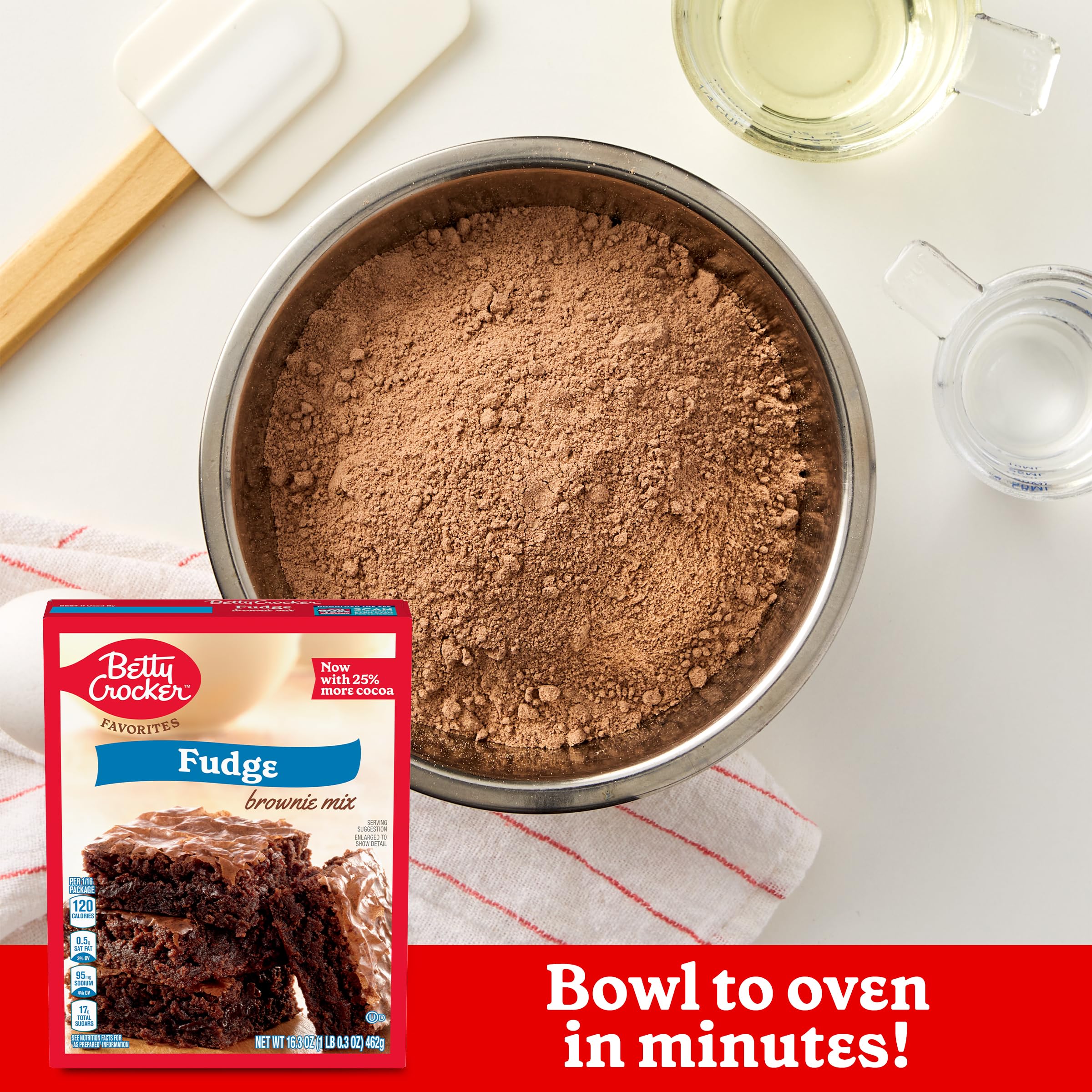 Betty Crocker fresh tray of brownies coming out of oven demonstrating reliable bake results
