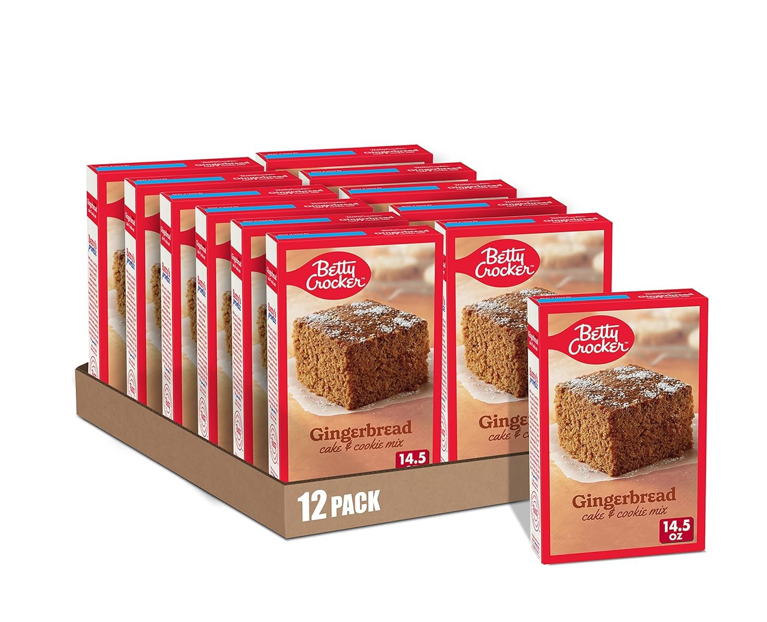 betty crocker front packaging showing gingerbread mix and serving suggestion