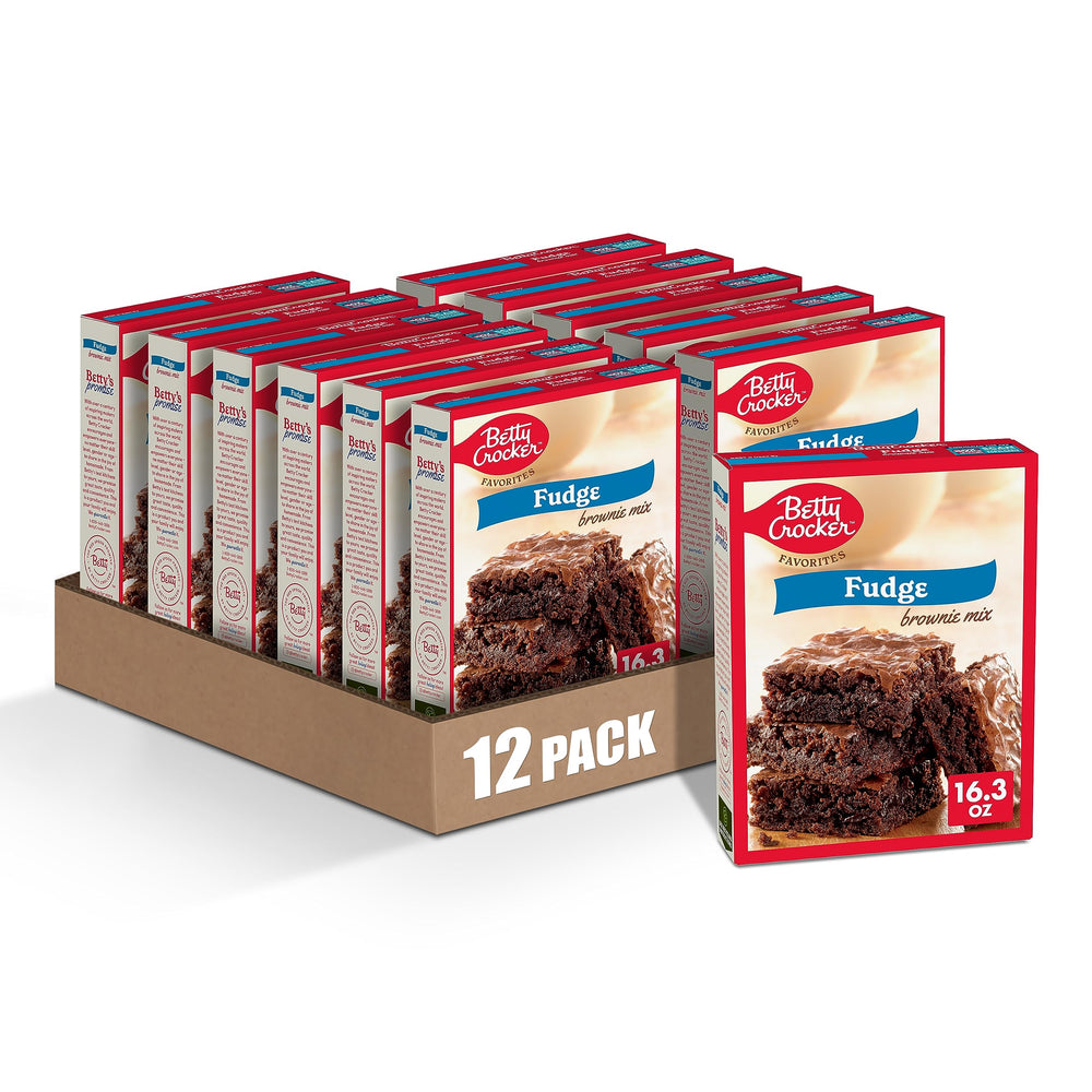 Betty Crocker front packaging showing the 12-box value pack and quick bake benefit