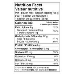 Betty Crocker mix packet and included fudge topping highlighting convenience