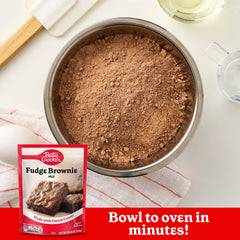 Betty Crocker pouring mixed batter into pan for fast baking