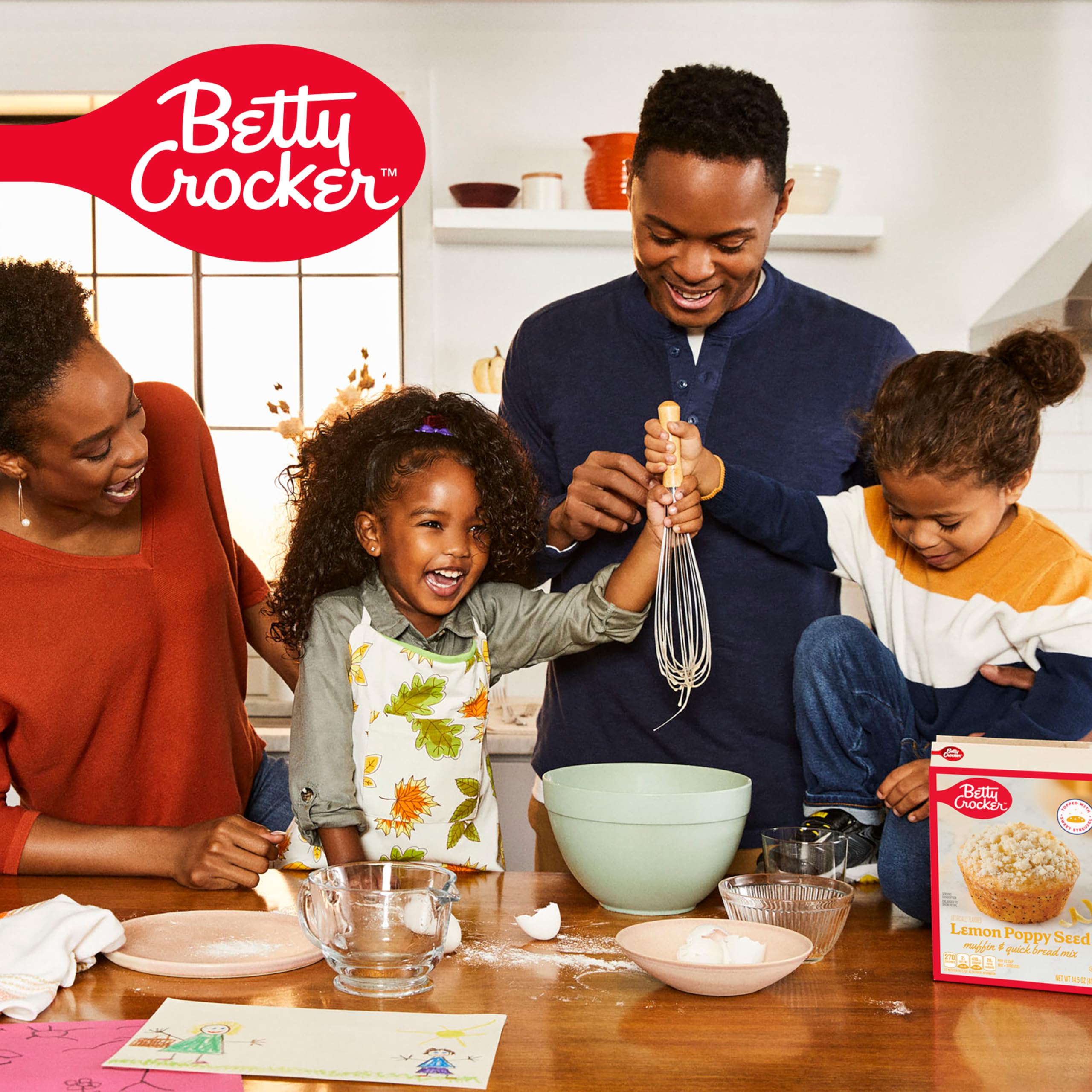 Betty Crocker recipe card beside baked goods, inspires variations and serving ideas