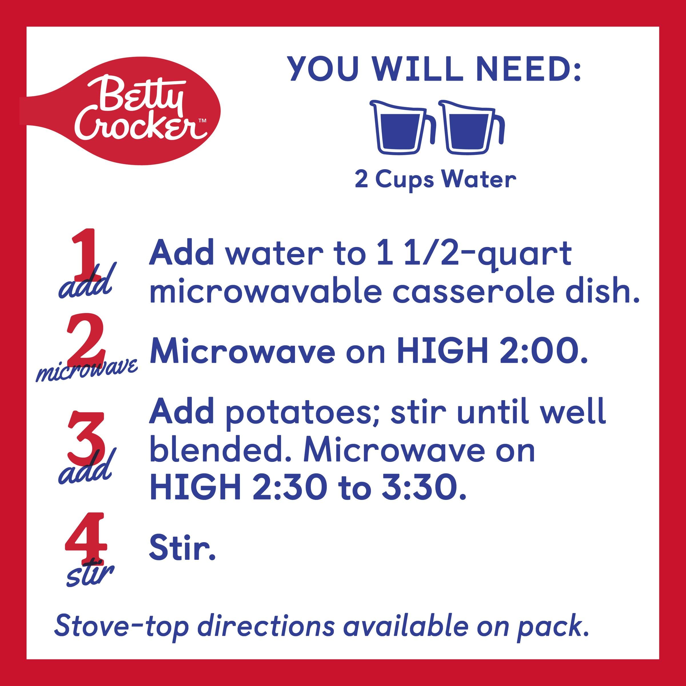 Betty Crocker pouch held in hand illustrating compact size and easy portioning