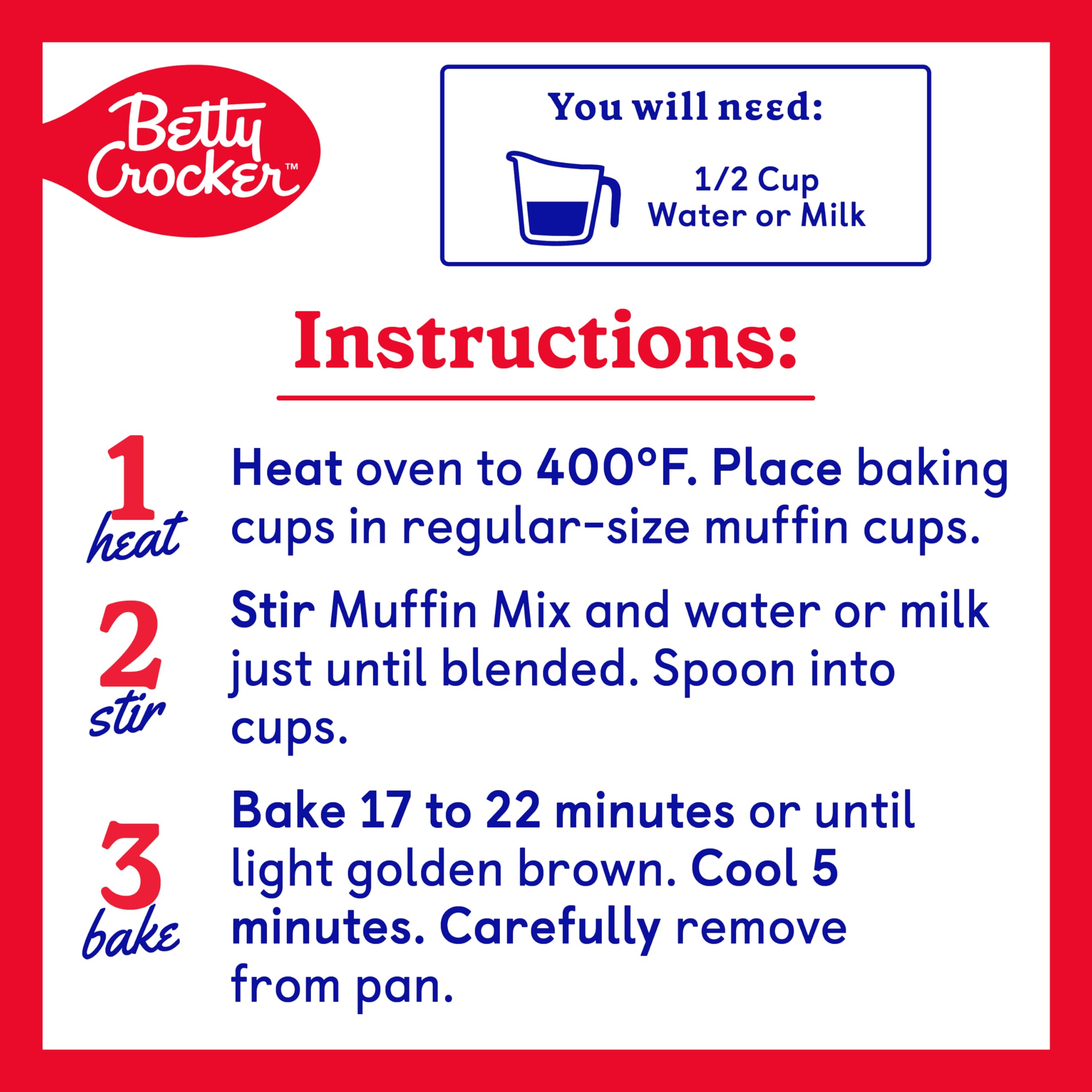 muffin tin with Betty Crocker muffins demonstrating portion size and yield