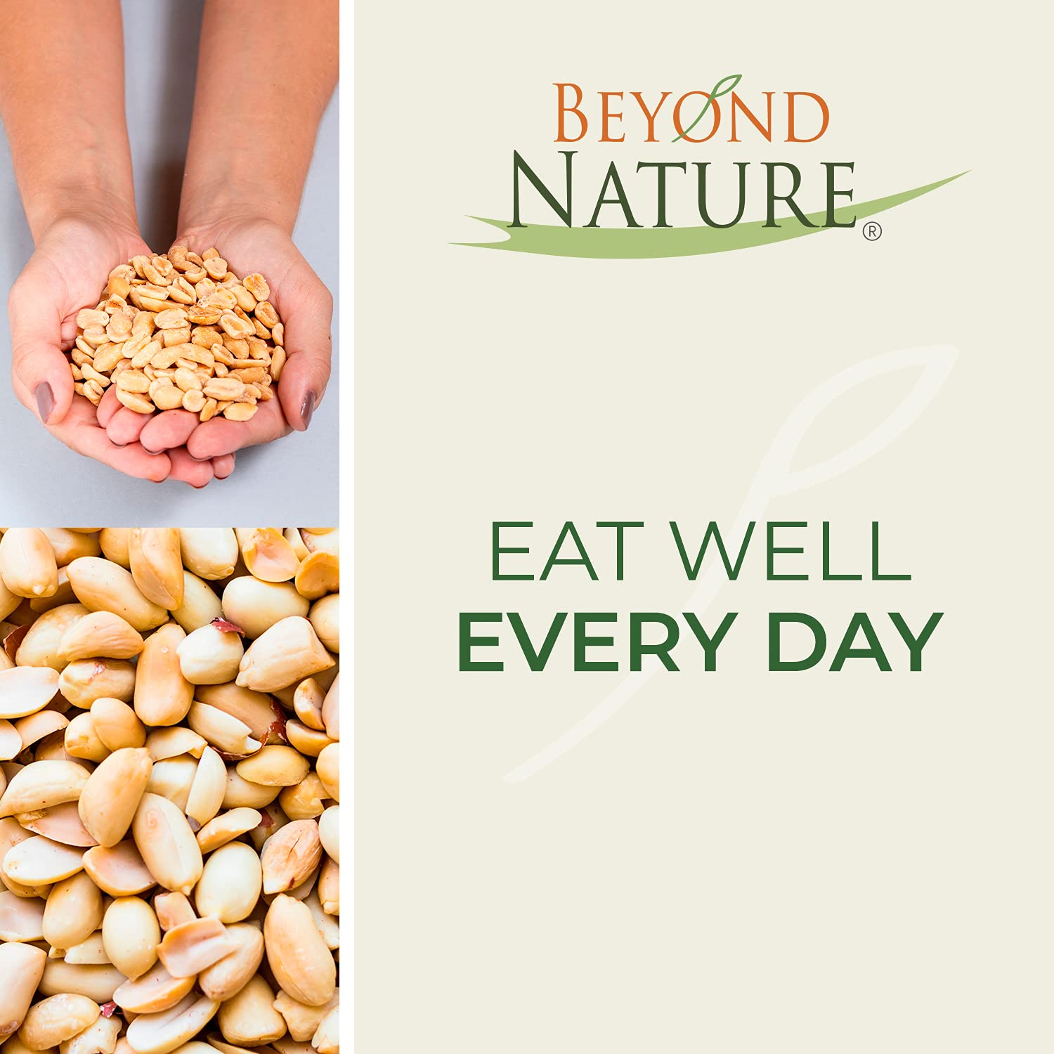 Beyond Nature peanuts beside a scale to show accurate two-pound portion