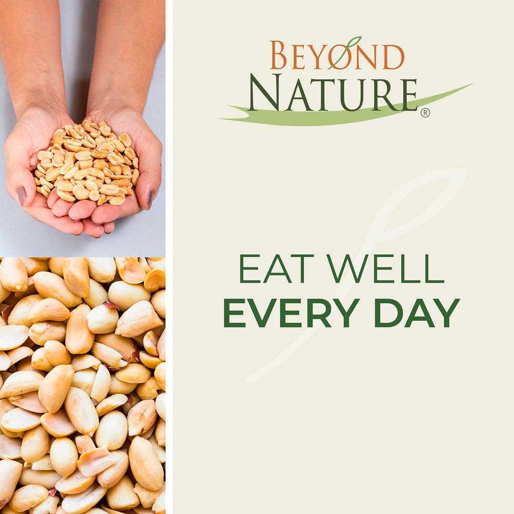 Beyond Nature peanuts beside a scale to show accurate two-pound portion