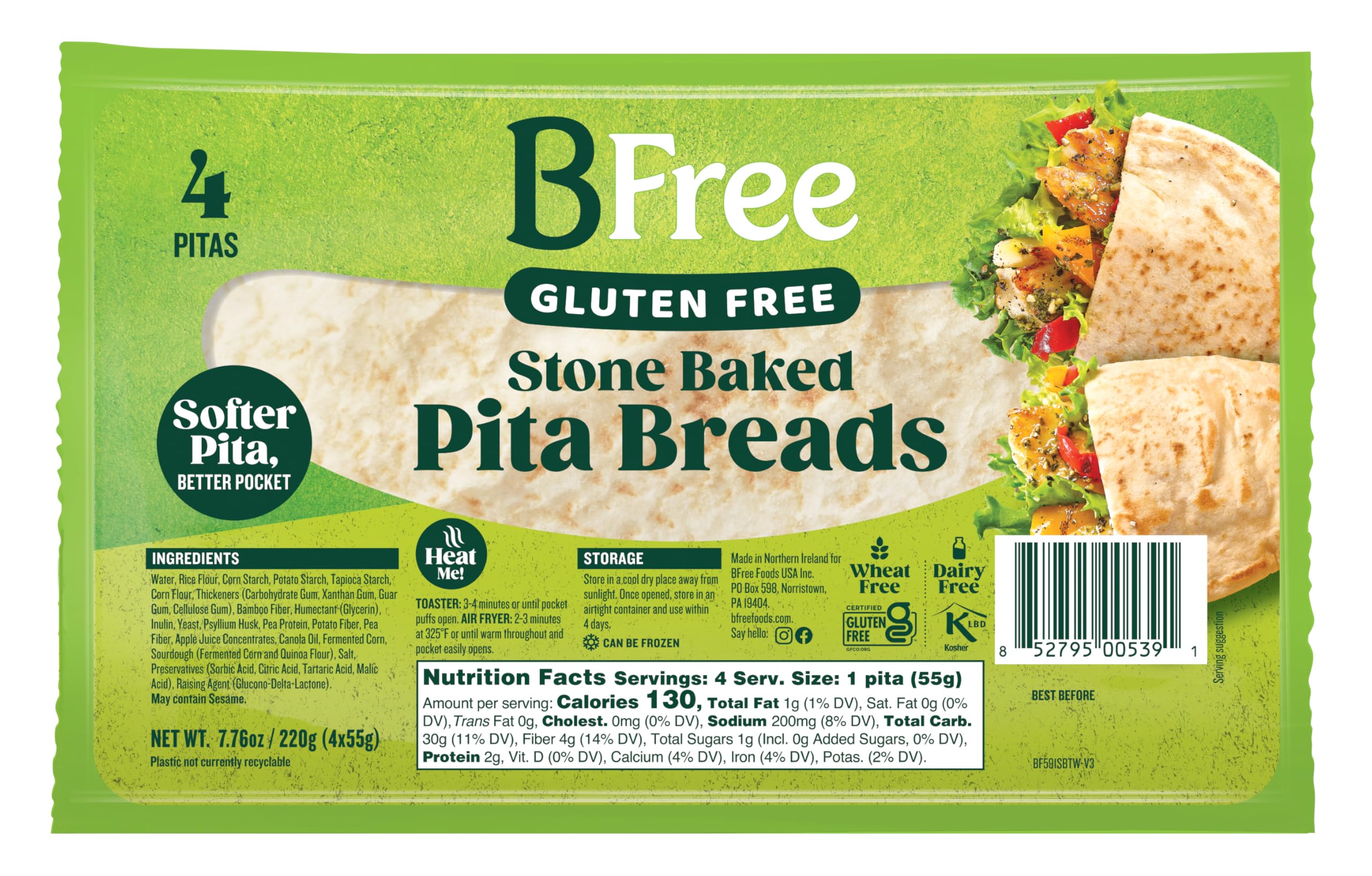 BFree close-up of pita crumb texture highlighting soft, stone-baked benefit