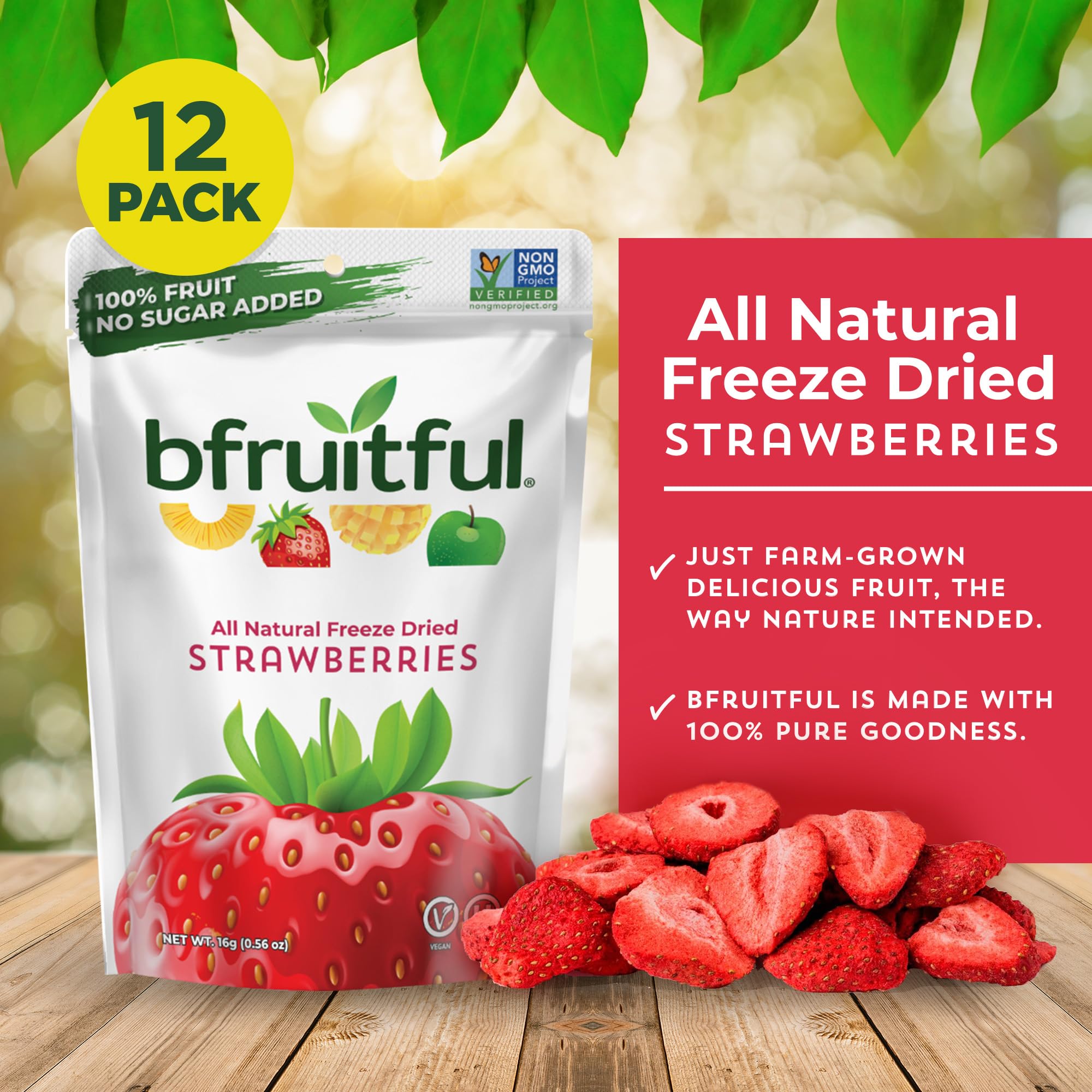 bfruitful close-up of crisp freeze-dried strawberry slices highlighting natural texture and color