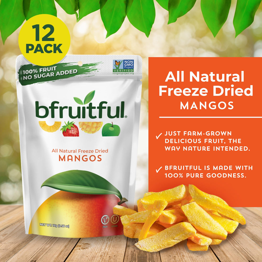 bfruitful single-serve pouch opened with chips spilling for portable snacking benefit