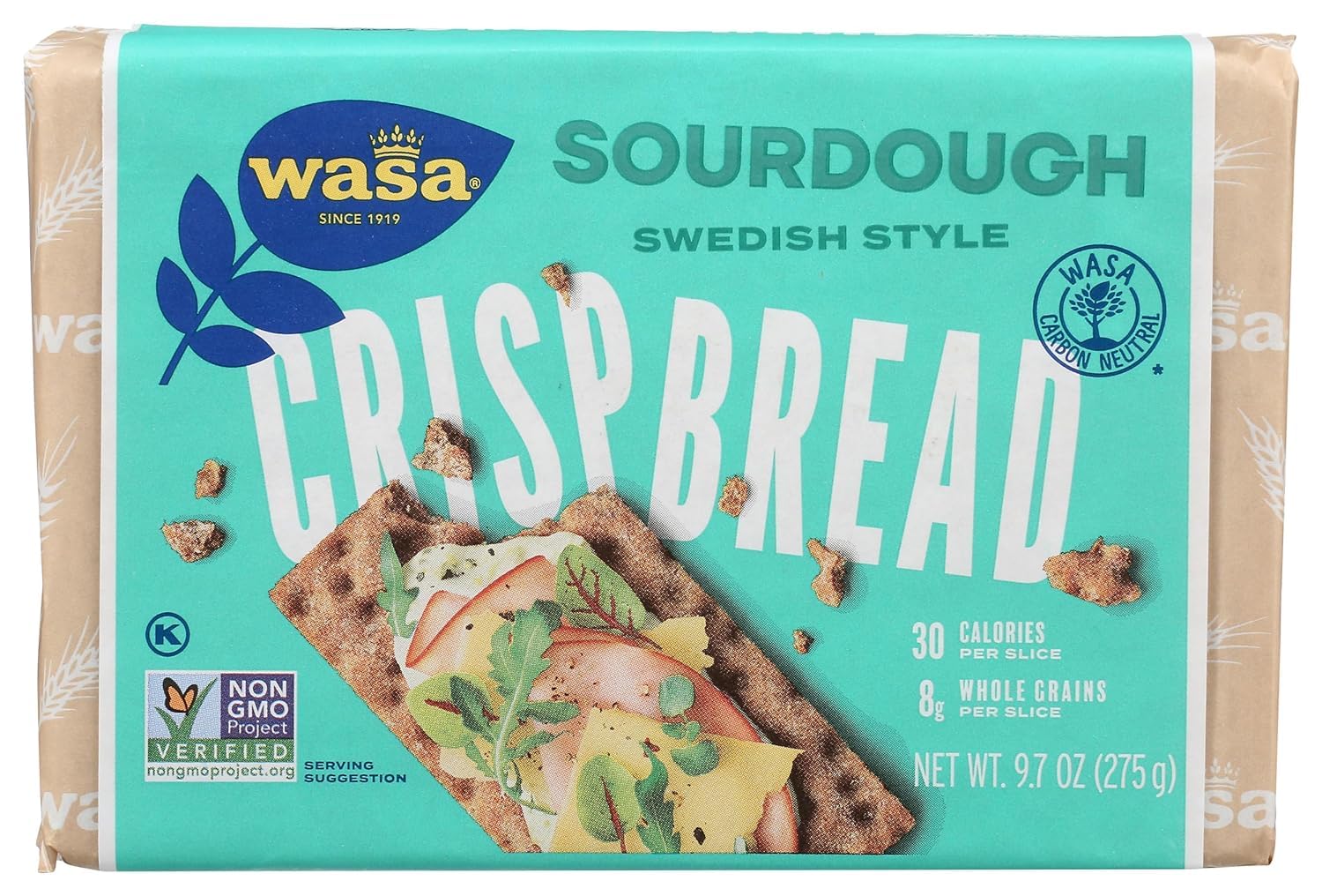 BFYSYO Wasa front packaging showing three 9.7 oz packs, clear product identity and shelf-ready benefit