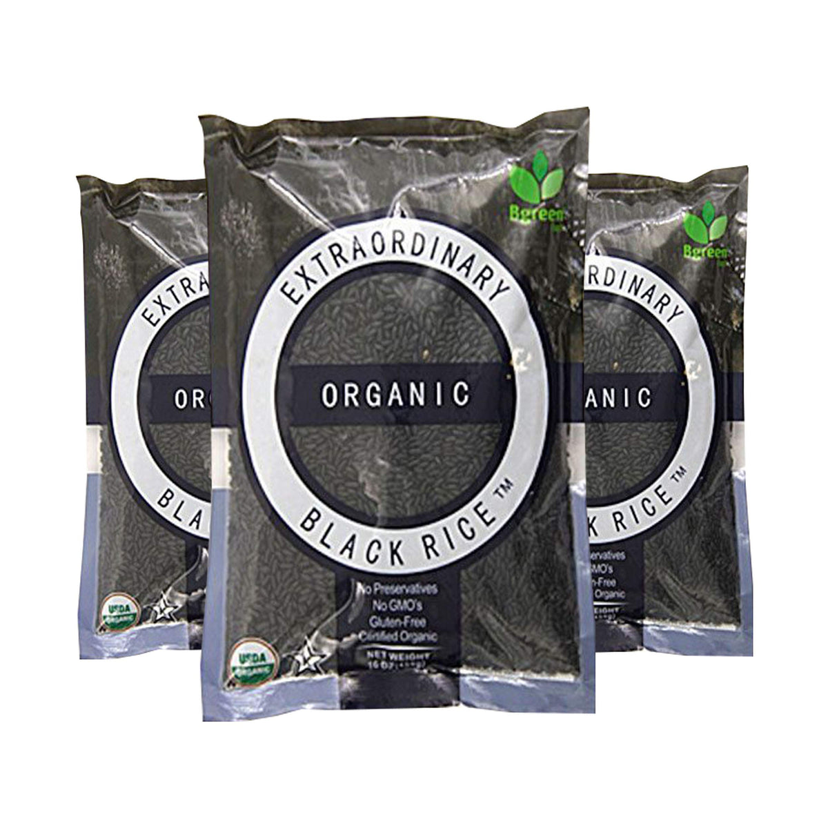 Bgreen front packaging showing three-pack and organic label, convenient supply