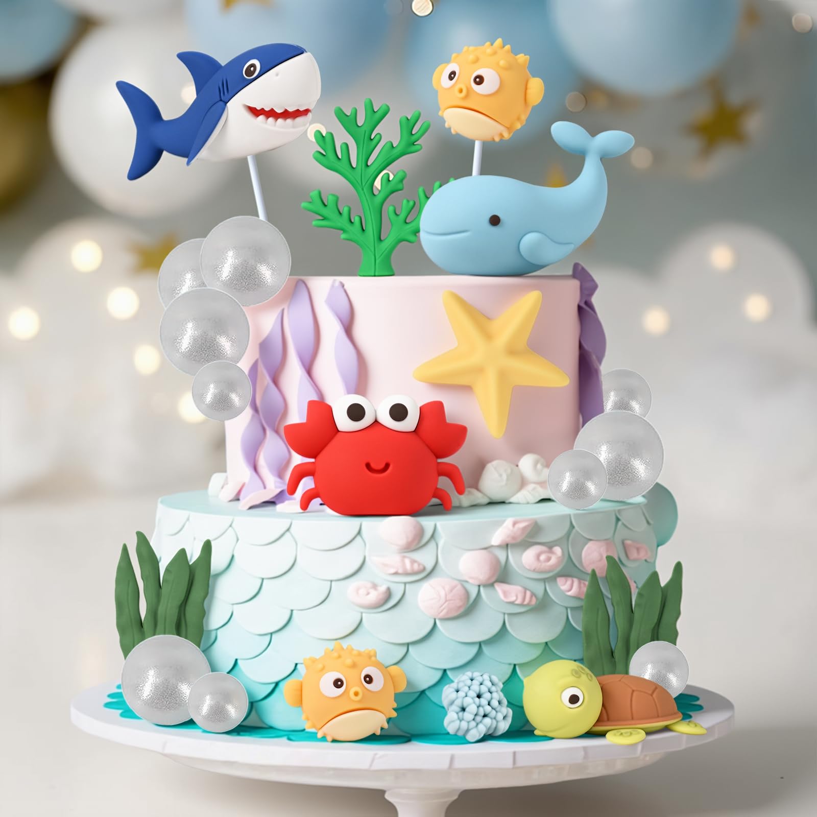 BHNKGZNA set styled on a birthday table demonstrating festive ocean-themed presentation