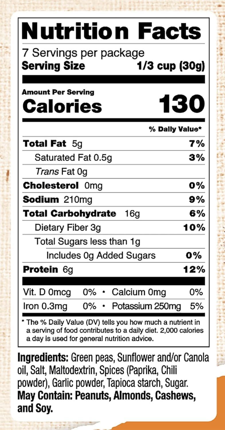 Bhuja nutrition label close-up illustrating protein content and clean ingredients