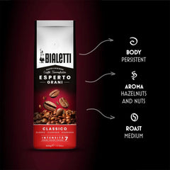 Bialetti Classico whole beans close-up revealing roast color and texture