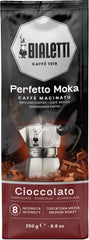 Bialetti Perfetto Moka Cioccolato front bag showing packaging and freshness valve benefit
