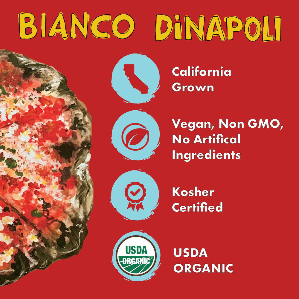 bianco dinapoli sauce spread on pizza dough demonstrating oven-ready consistency