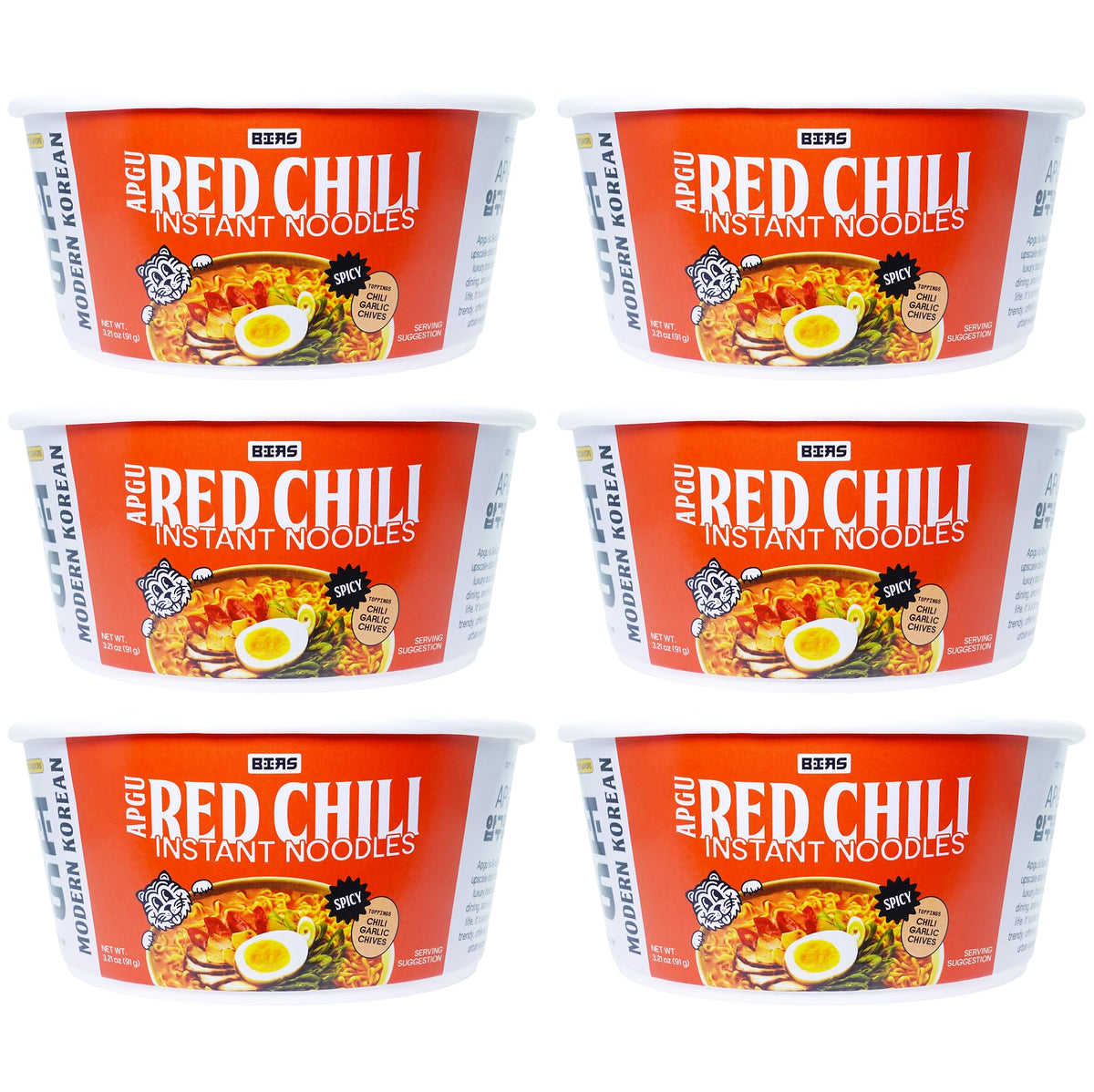 BIAS front packaging showing bold Apgu Red Chili label and 6-pack convenience