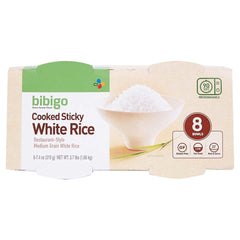 bibigo front packaging showing eight ready-to-serve bowls and quick heating benefit