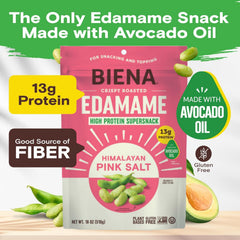 BIENA close-up of roasted edamame texture for crunchy protein