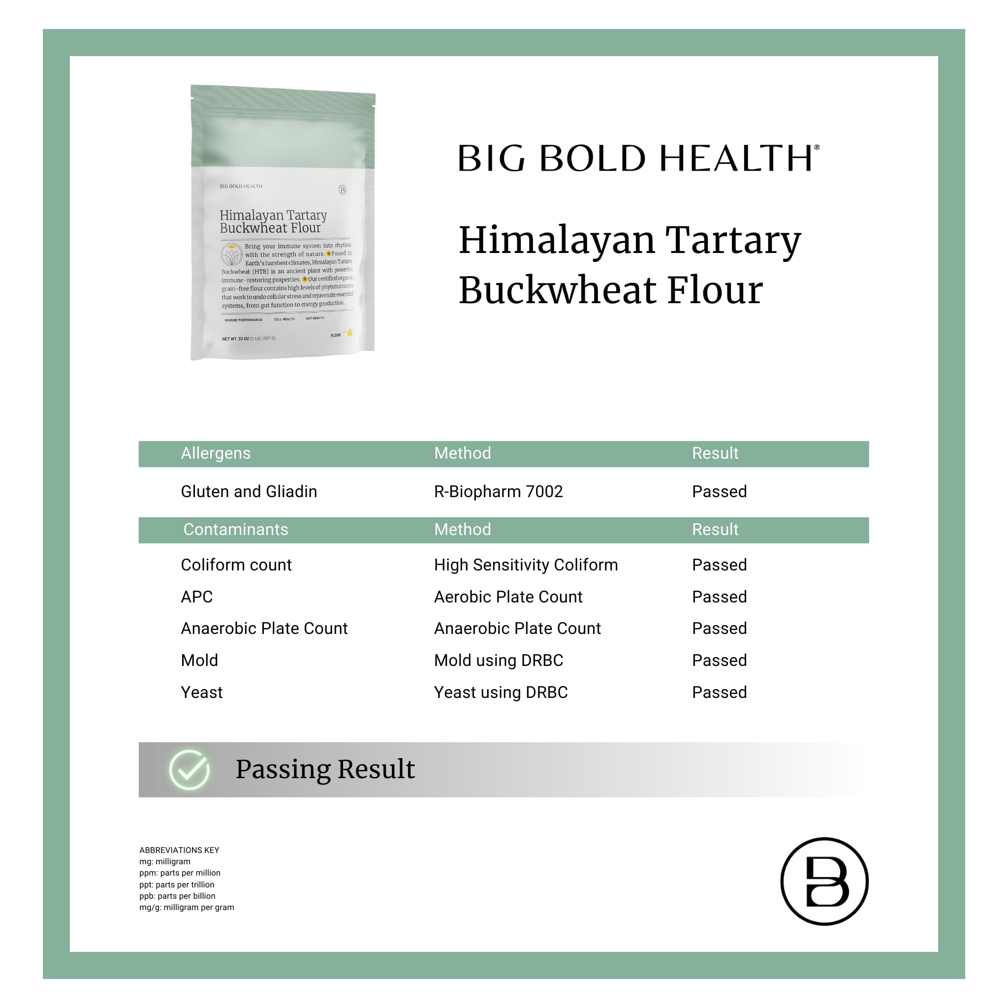BIG BOLD HEALTH nutrition label and USDA Organic seal confirming product credentials