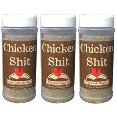 Big Cock Ranch front jar showing Chicken Shit label and bold seasoning appeal