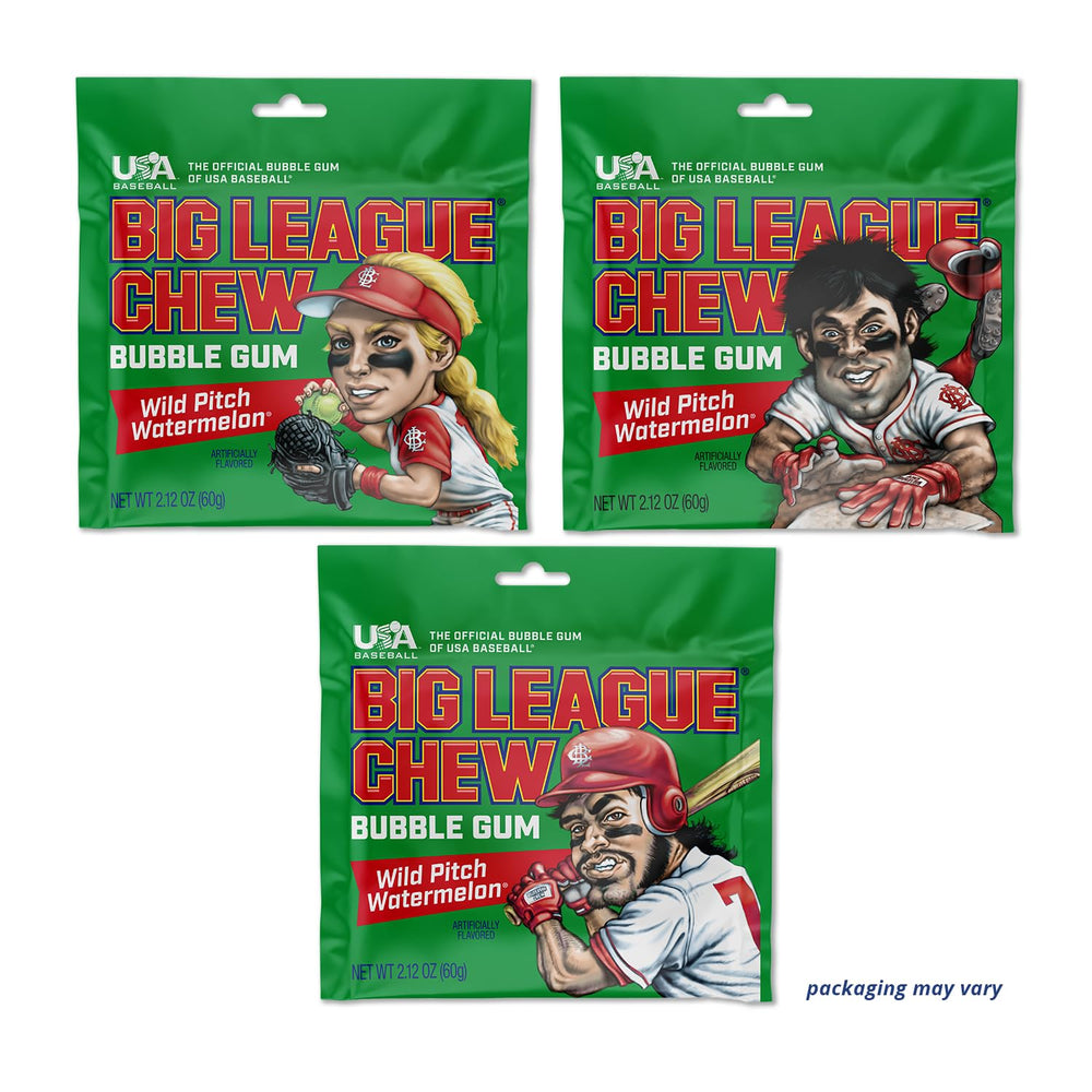 Big League Chew pouches at a baseball dugout showing game-time sharing