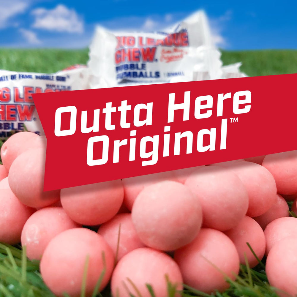 Big League Chew bucket on dugout bench, perfect for team handouts