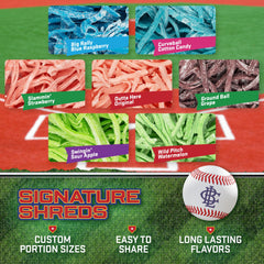 Big League Chew close-up shredded texture highlighting chewable strands for big bubbles