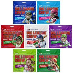 Big League Chew front packaging showing variety pack and branding, convenient sharing