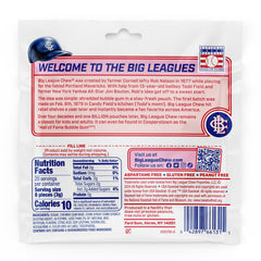 Big League Chew label and nutrition facts close-up providing clear product info