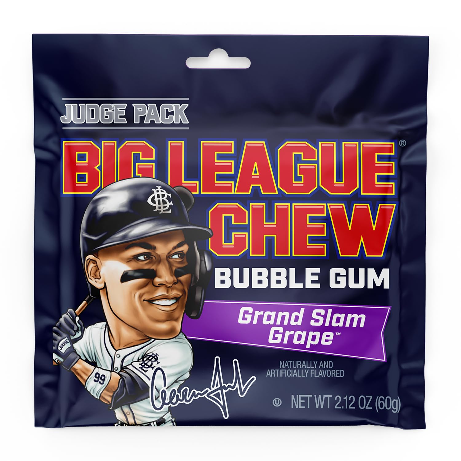 Big League Chew pouch opened to reveal shredded gum and ease-of-portion benefit