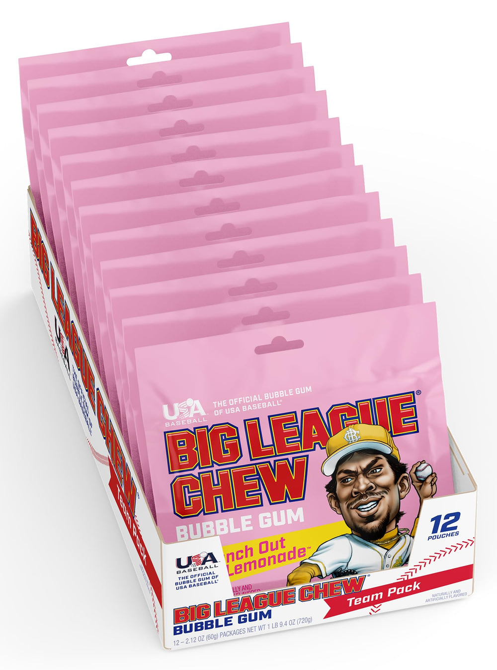 Big League Chew pouch held in hand showing size and easy portioning