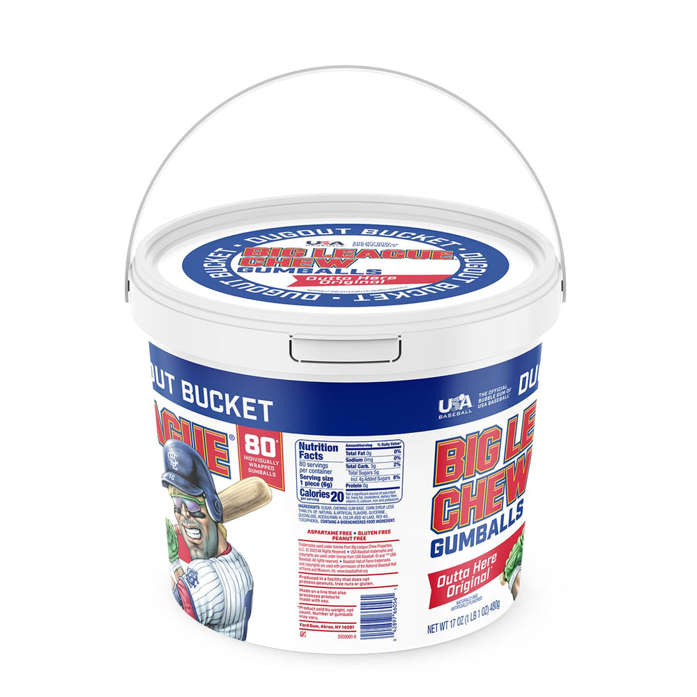 Big League Chew gumball held in hand, demonstrates portion size and convenience