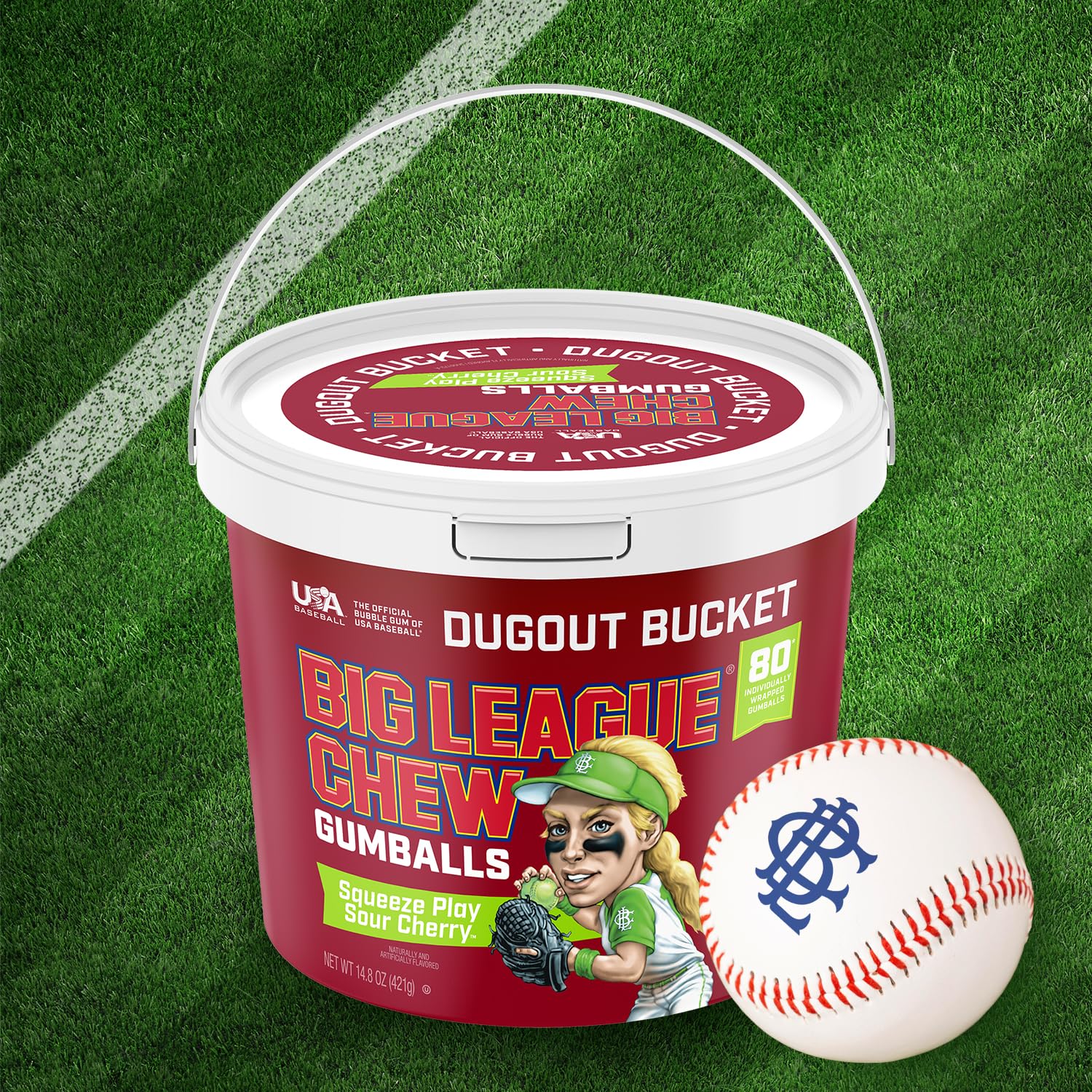 Big League Chew gumballs displayed at a party table showing crowd-pleasing snack option