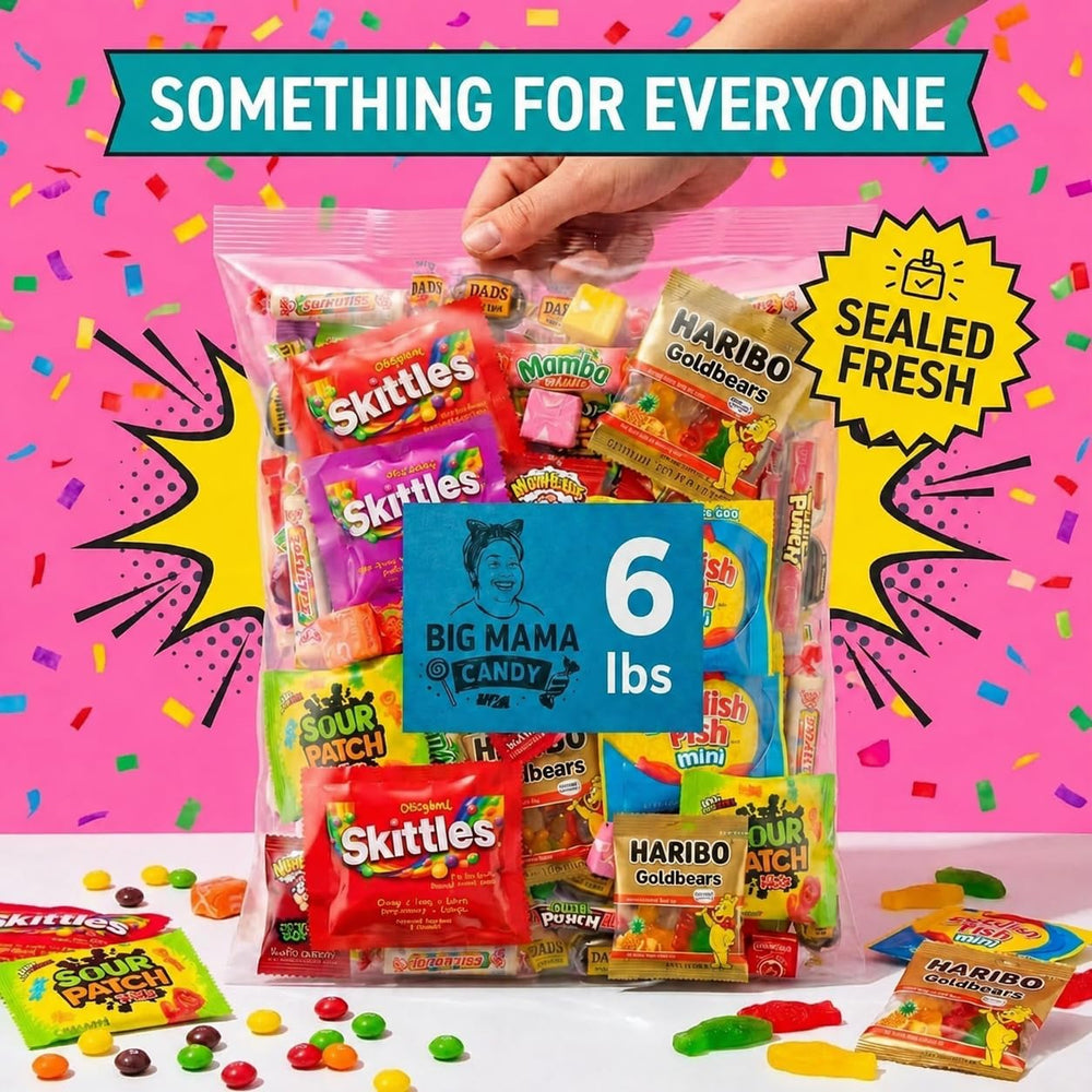 Big Mama Candy close-up gummies highlighting texture and bright fruit colors