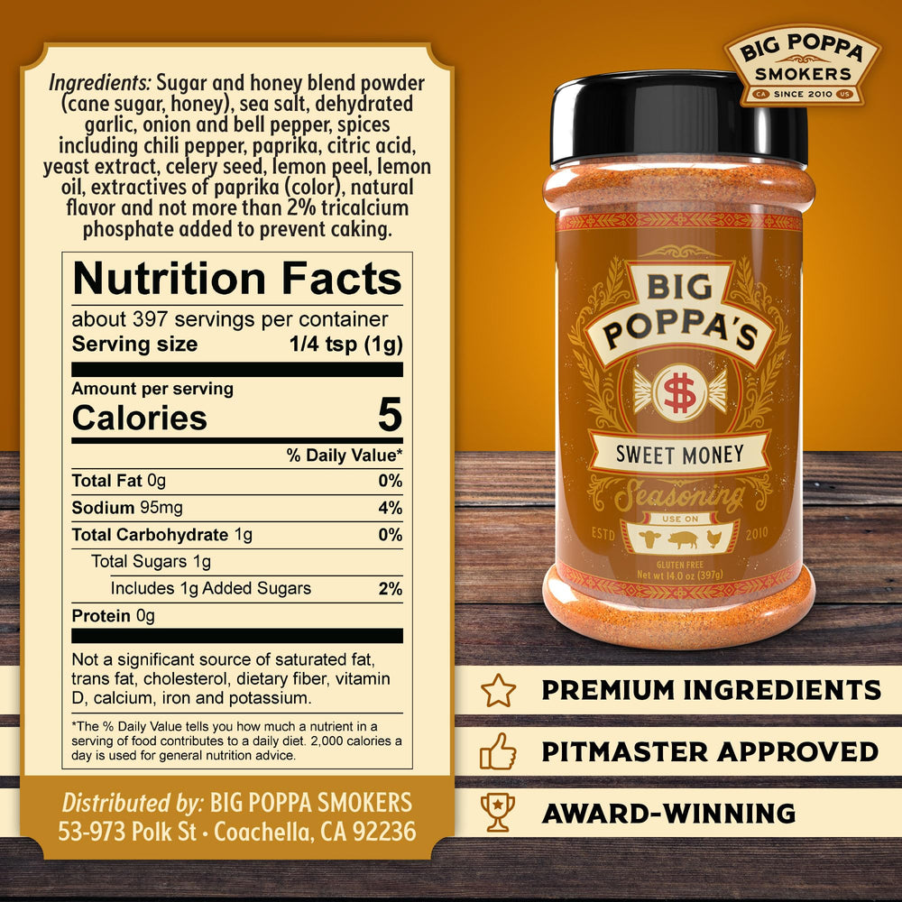 Big Poppa Smokers rub texture and granules highlighting balanced sweet and savory flavor