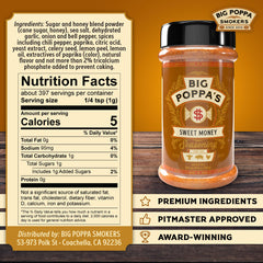 Big Poppa Smokers rub texture and granules highlighting balanced sweet and savory flavor