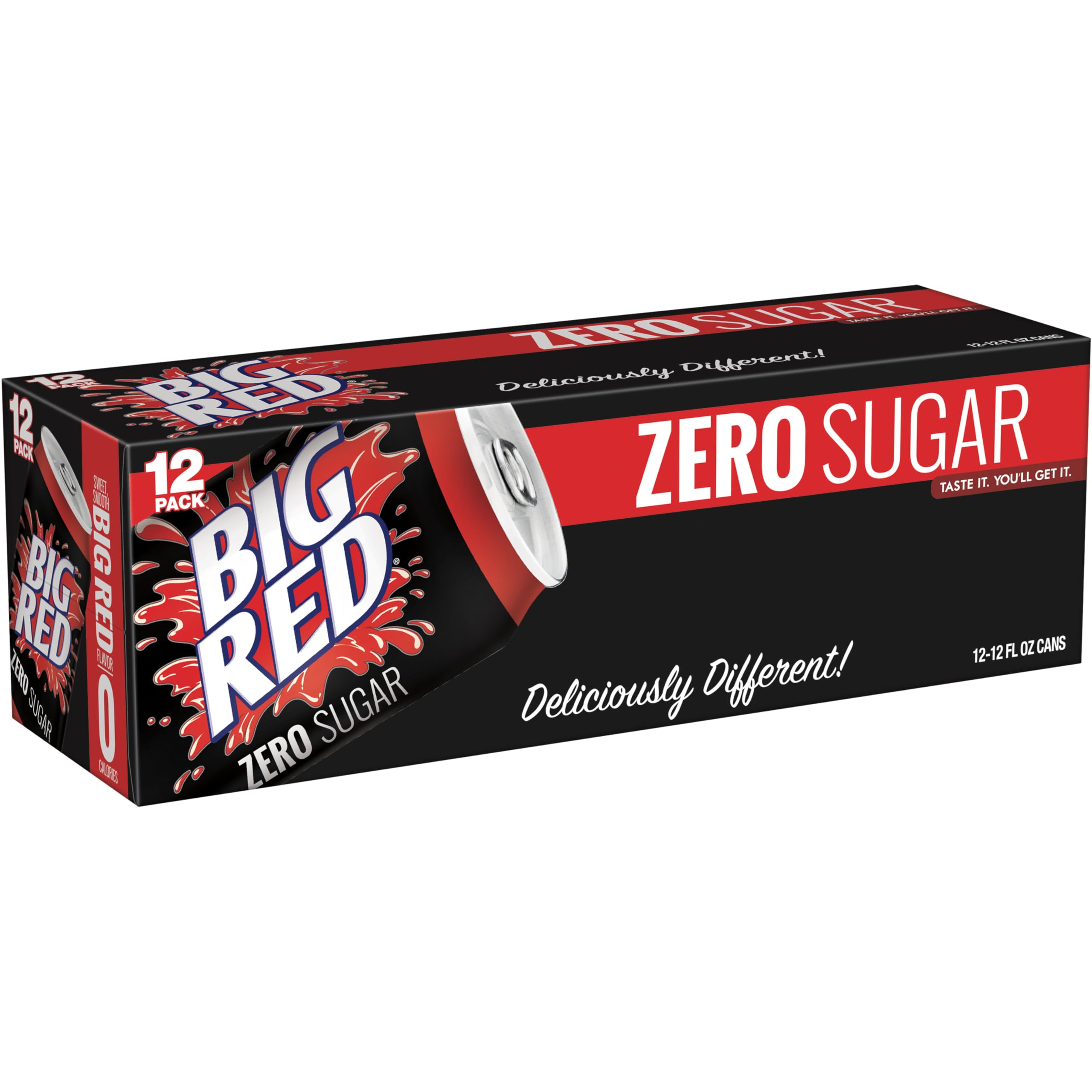 Big Red zero sugar can next to original Big Red to compare flavor choices and options