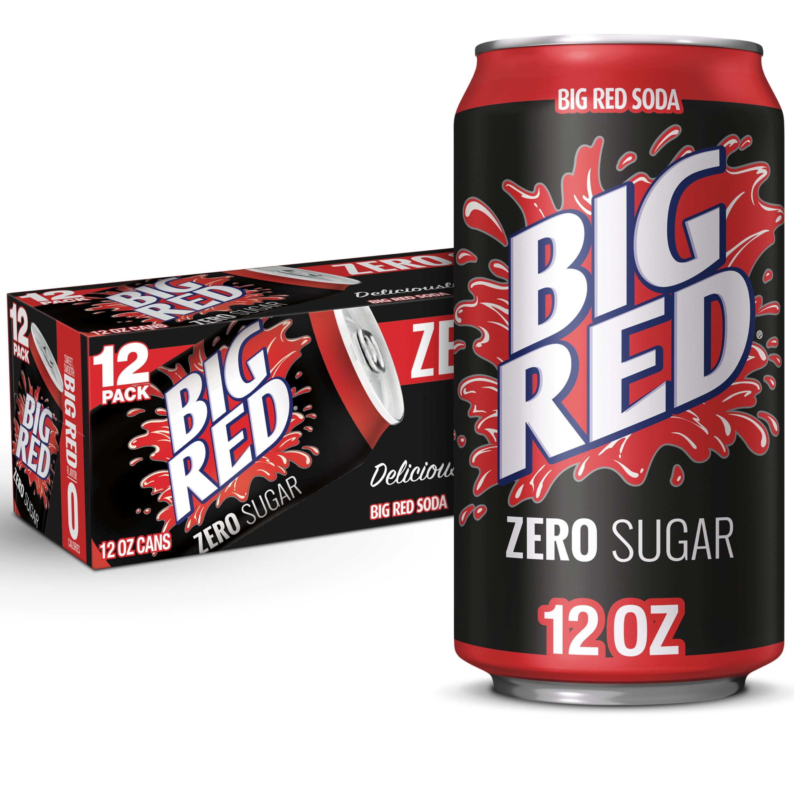 Big Red zero sugar front packaging showing 12-pack and branding for convenient stocking