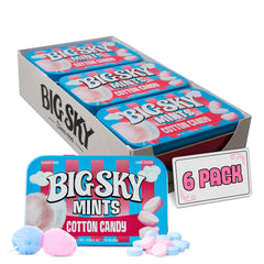 Big Sky front packaging tin showing cotton candy flavor and compact size for convenience