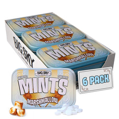 big sky tin front pack showing marshmallow flavor and convenient travel benefit