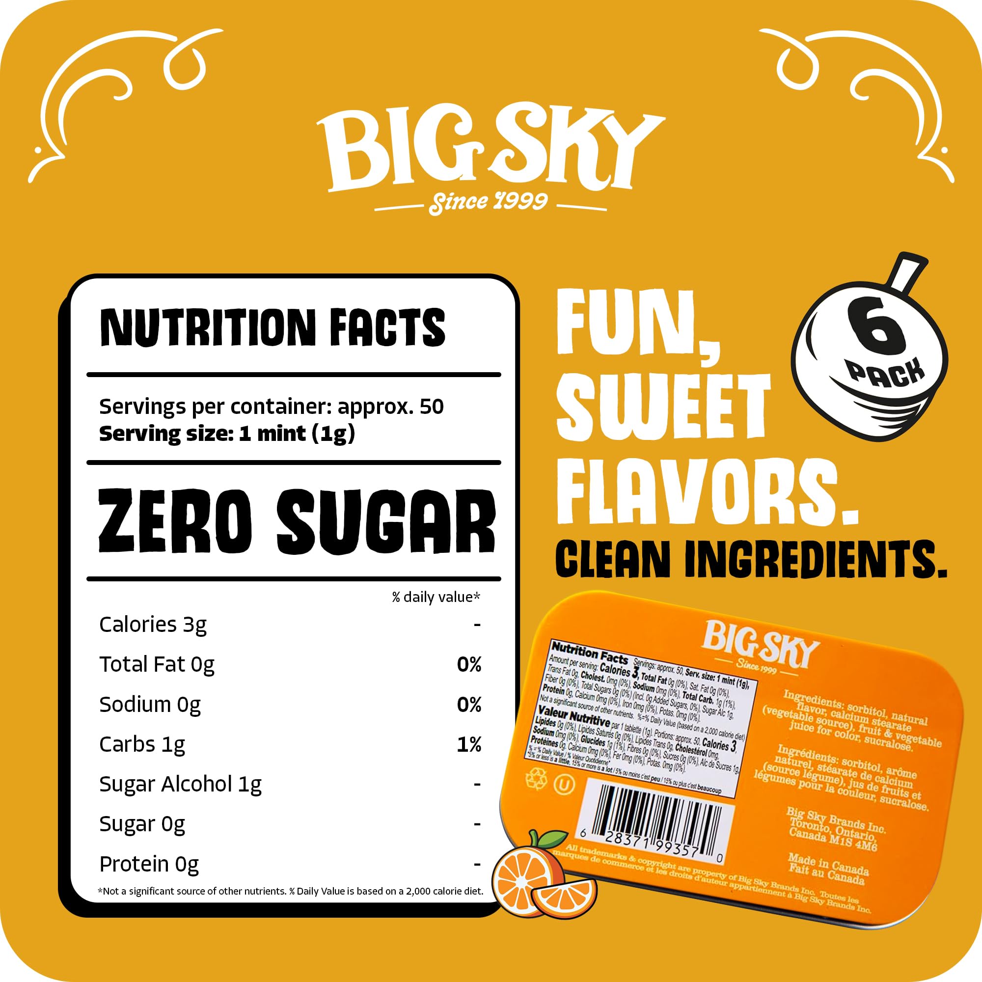 Big Sky opened tin with visible mints for easy portioning benefit